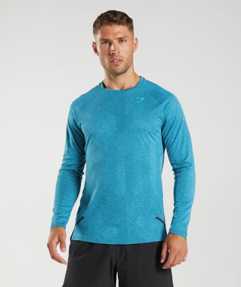 Men's Gymshark Apex Long Sleeve T-Shirts Turquoise | CA A51380